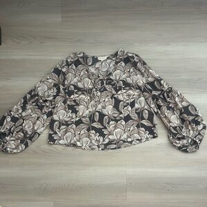 Promesa Brown and Cream Floral Women's Blouse